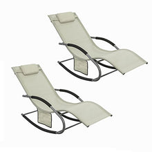 SoBuy® Poltrone Dondolo, Sdraio Relax, Sedie a Sdraio, con poggiatesta, Beige,OGS28-MIX2,IT