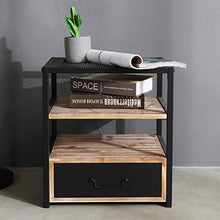 H-CAR Comodino Comodino retrò Industriale con cassettiera in Legno con Scomparto Anteriore Aperto per Camera da Letto