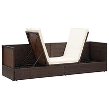 vidaXL Lettino Prendisole da Giardino Cuscini in Polyrattan Marrone