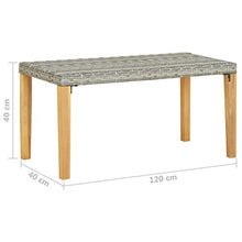 E E-NICES Panchina da Giardino 120 cm Grigio Polyrattan Massello d'Acacia