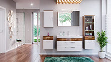 Set di mobili da bagno Malema in noce bianco con frontale arrotondato 6 pz.