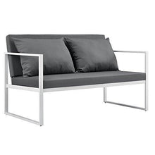 casa.pro] Divano da Giardino - Sofa Esterno - 70 x 114 x 60 cm - Mobile da Giardino Imbottito - Grigio/Bianco - Arredi Casa