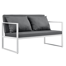 [casa.pro]® Mobile da giardino completo - 2 poltrone, 1 divano e un tavolino - Bianco