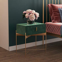Comodino, Flanella Iron Art con Cassetti Comodino Simplicity, per Camera da Letto/Soggiorno/Corridoio,Verde