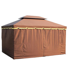 Outsunny Gazebo da Giardino con Doppio Tetto e Zanzariera in Poliestere caffè