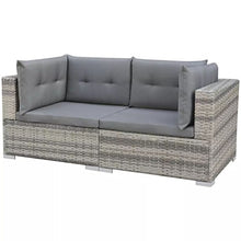 Tidyard Set Divani da Giardino, Set Divano Esterno 32 pz in Polirattan Grigio