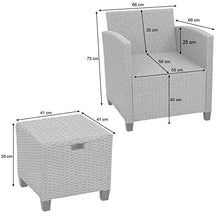 Mendler Salottino da Giardino con Tavolo e 2X Pouf HWC-E95 polyrattan Grigio Cuscini Antracite