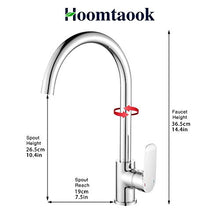 Hoomtaook Miscelatore Cucina Lavandino Rubinetto Cucina Leva Singola Ruotabile di 360 ° Ottone Cromato Rubinetto Dell'Acqua Calda e Fredda Adattatore 3/8"e 1/2"
