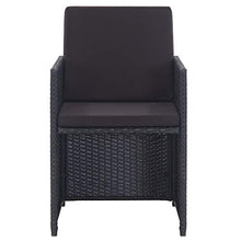 SKM Set da Pranzo da Giardino 11 pz con Cuscini in Polyrattan Nero (112.8kg)