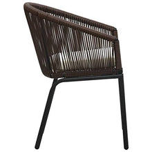 SKM Set da Bistro 3 pz con Cuscini in Rattan PVC Marrone