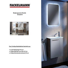 Fackelmann - Set di mobili da Bagno per Ospiti, con lavabo in Vetro e Specchio da Bagno a LED, 45 cm, 3 Pezzi, Colore: Bianco