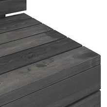 FAMIROSA Divano Centrale da Giardino Pallet Pino Massello Grigio Scuro