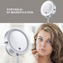HGXC Specchio per Il Trucco Illuminato 5X Specchio per Il Trucco con luci e ingrandimento, Touch Screen, Doppio Specchio di cortesia Alimentato