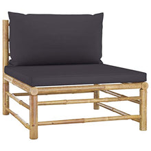 FAMIROSA Set Divani da Giardino 4 pz con Cuscini Grigio Scuro in Bambù-8244