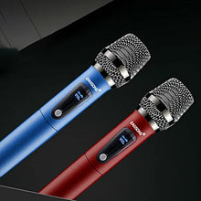 ASFD Microfono da Canto Wireless Durevole Comodo Microfono Ricaricabile Rosso + Blu
