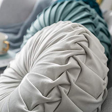 Ynester - Cuscino rotondo, in velluto tinta unita, per sedia, divano, zucca, cuscino rotondo a pieghe, per casa, letto, auto, decorazione da pavimento (grigio chiaro)