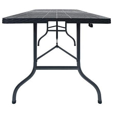 SKM Tavolo da Giardino Pieghevole Nero 180x75x72 cm in Rattan HDPE