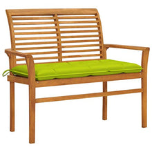 vidaXL Panca da Giardino con Cuscino Verde Brillante 112 cm Legno Teak