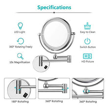 Specchio da Bagno da 8 `` Specchi da Barba a Parete, Specchio per Trucco ingrandimento 10X, per Superficie Girevole Hotel Vanity Two