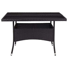 FAMIROSA Tavolo da Pranzo per Giardino Nero in Polyrattan e Vetro