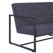 Festnight Divano a 2 Posti con Braccioli in Acciaio e Tessuto Grigio Scuro,Divano Design,Divano Soggiorno,Divano da Salotto,Divano 2 Posti,Divano Moderno
