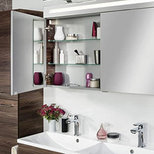 Fackelmann B.Clever - Set di mobili da bagno, 2 pezzi, 120 cm, con lavabo in marmo e armadietto a specchio a LED, colore: Marrone