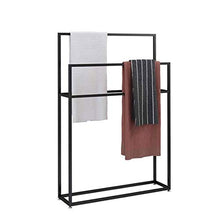 Y-only Porta Asciugamani a piantana Nero, Porta Asciugamano da Terra con 3 Braccia, Porta Asciugamano da Terra, Resistente, Robusto e Resistente alla ruggine black-65x20x110cm