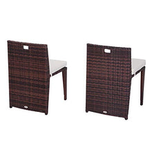 Outsunny Set Mobili da Giardino in Rattan e Ferro 3 pz Set di Tavolino e Sedia con Cuscino