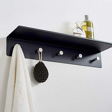 Dirgee Spazio Nero Space Bagno Bagno Supporto a Parete Multifunzione con 5 Ganci, 100mm * 600mm * 140mm