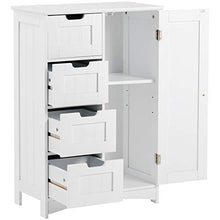 Leww, credenza da bagno, cassettiera multiuso, con 4 cassetti e 1 scomparto laterale, per soggiorno, cucina, corridoio
