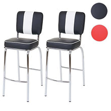 Coppia sgabelli Design Anni 50 Avellino Metallo Ecopelle 46x38x107cm Nero