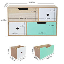 DRULINE 1x Mini Kommode Mobile Comò Bianco Naturale Menta Legno 40,5 cm x 26,5 cm x 11,5 cm 4 Cassetti