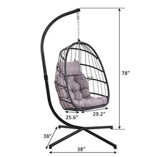 TBDLG Sedia Pensile con Kit per Appendere, Cuscino e Cuscino, Sedia Sospesa a Goccia in Vimini per Interni/Esterni, Sedia Sospesa in Vimini con Uovo in Rattan (Nera)