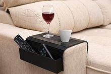 Vassoio per divano con base in EVA, telecomando e supporto per cellulare, organizer per braccioli, bracciolo con tasche, adatto a braccia quadrate (nero)