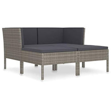 SKM Set Divani da Giardino 4 pz con Cuscini in Polyrattan Grigio (29kg)
