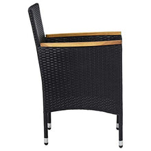 SKM Set Mobili da Pranzo per Giardino 5 pz Nero Polyrattan e Acacia (41.64kg)