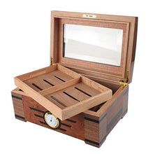 NANXCYR Cigar Humidor Classic Sigarette Legno Cedar Storage Box Humidor Caso Handcrafted Organizzatore per 100 sigari, Marrone, con igrometro