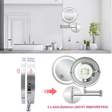 AUPERTO - Specchio cosmetico a LED, montaggio a parete, ingrandimento 1x/5x, touchscreen, illuminazione a 360°, per bagno (7 pollici)