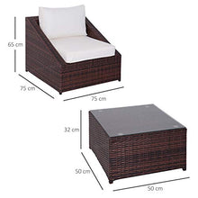 Outsunny Set Mobili da Giardino in PE Rattan con Tavolino e 2 Poltrone con Cuscini, Marrone