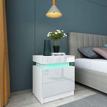 HYM Comodino A LED Coloful LED Bedsideside-Table Grande capacità Armadio con 2 Cassetti per Camera da Letto
