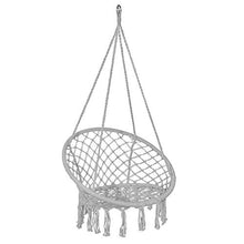 Springos Poltrona sospesa con frange, in cotone, dal design macramè, ideale per giardino, ambienti interni ed esterni, con cordini e anelli