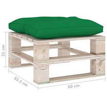 vidaXL Pouf da Giardino su Pallet con Cuscino Verde in Legno di Pino