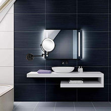 WZDD Specchio per Trucco da Parete, Specchio Ingranditore 10X con Luce LED, Specchio Cosmetico Illuminato Nero, Specchio da Bagno Rotondo