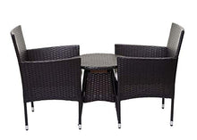 Mendler Salottino polyrattan HWC-G27 tavolino con 2X poltrone Marrone Cuscini Avorio