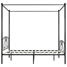 SKM Letto a Baldacchino Nero in Metallo 200x200 cm