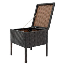 SUFUBAI - Set da 3 pezzi, in rattan intrecciato con mobili da giardino con 2 sedie e 1 tavolino da caffè con contenitore per giardino, veranda