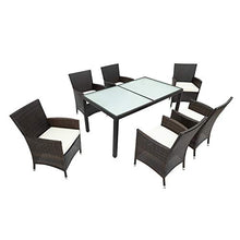 DADEA Set di mobili da giardino in polyrattan, 6 + 1, resistente alle intemperie, con 6 sedie e tavolo nero