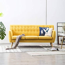 mewmewcat Divano a 3 Posti in Stoffa Imbottito 172x70x82cm Giallo