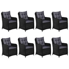 SKM Set da Pranzo da Giardino 9 pz in Polyrattan Nero (132.5kg)