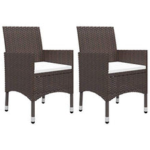 FAMIROSA Set da Pranzo da Giardino 3 pz Marrone in Polyrattan e Vetro